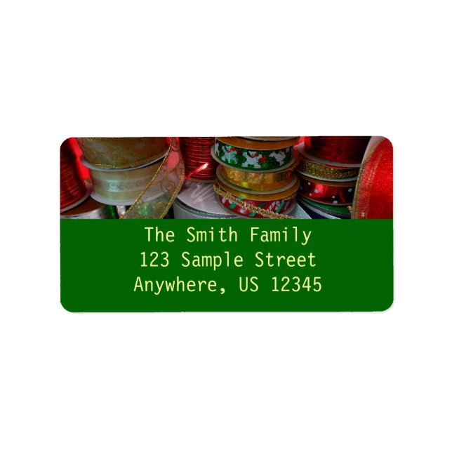 Spools of Christmas Ribbon Holiday Red and Gold Label (Front)