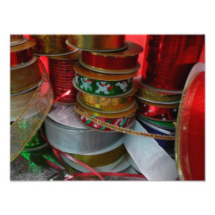 Spools of Christmas Ribbon Holiday Red and Gold Photo Print