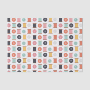 Spools of Thread and Sewing Buttons Pattern Tissue Paper