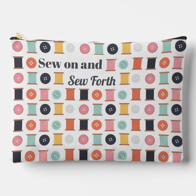 Spools of Thread and Sewing Buttons Quilters Accessory Pouch (Front)