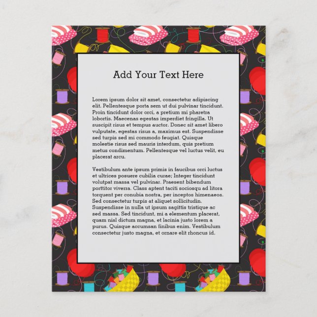 Spools Sewing Threads Pins Blankets Seamstress Flyer (Front)