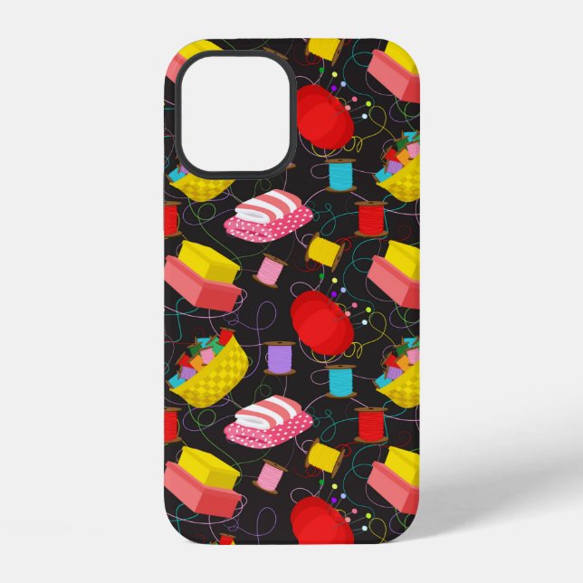Spools Sewing Threads Pins Blankets Seamstress iPhone Case (Back)