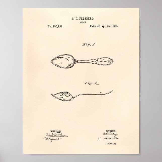 Spoon 1882 Patent Art - Old Peper Poster (Front)