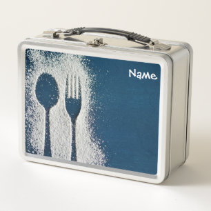 Spoon and fork metal lunch box