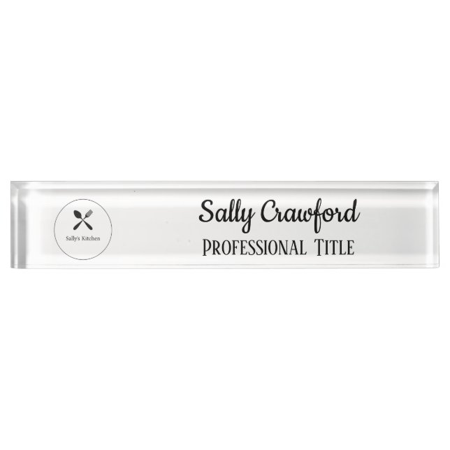 Spoon and fork silhouette business logo nameplate (Front)