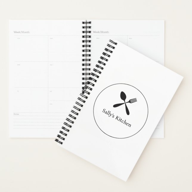 Spoon and fork silhouette business logo planner (Display)