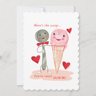 Spoon and Ice Cream Cone Vintage Valentine  Holiday Card