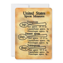 Spoon baking measures conversion U.S. Flat Card
