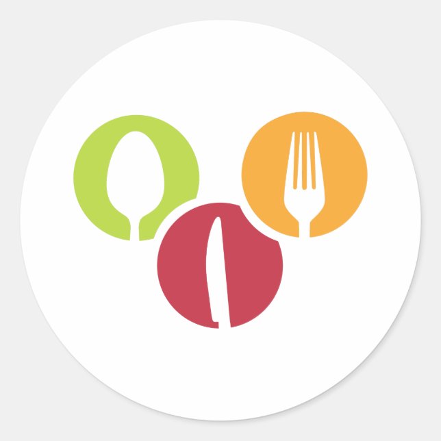 spoon knife and fork badges classic round sticker (Front)
