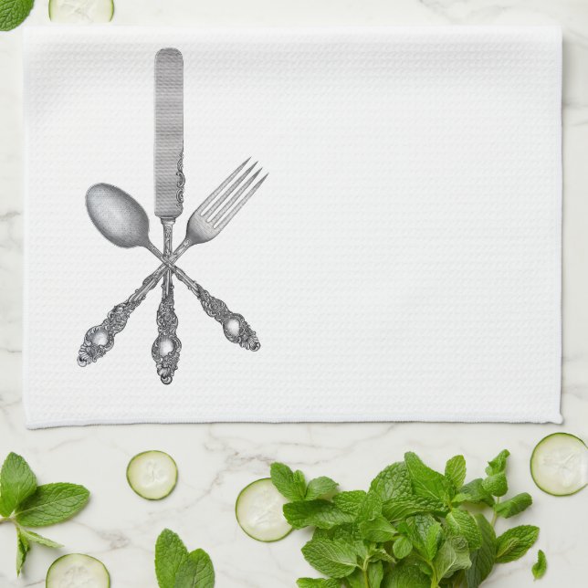 Spoon, Knife, Fork - Kitchen Towel (Folded)