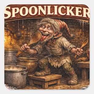 Spoon Licker Icelandic Yule Lad postcard  Square Sticker