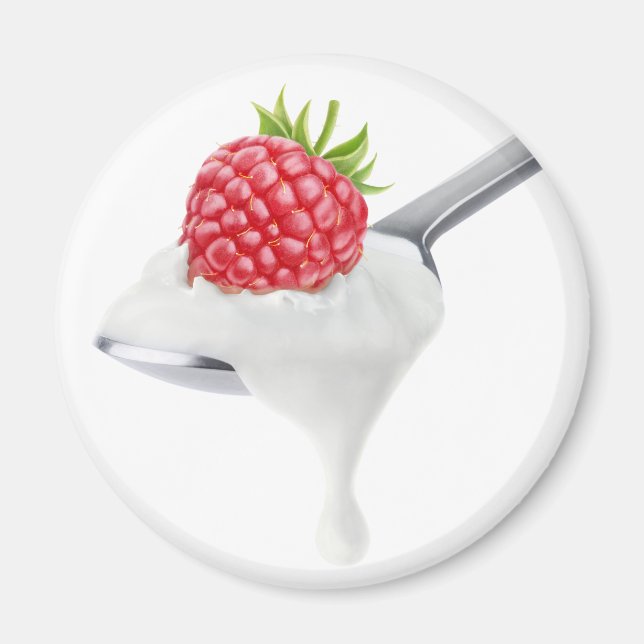 Spoon of raspberry yogurt magnet (Front)