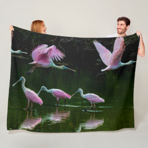 SPOONBILL CRANE FLEECE BLANKET