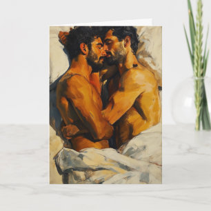 Spooning Embrace in Sunlit Bed Card
