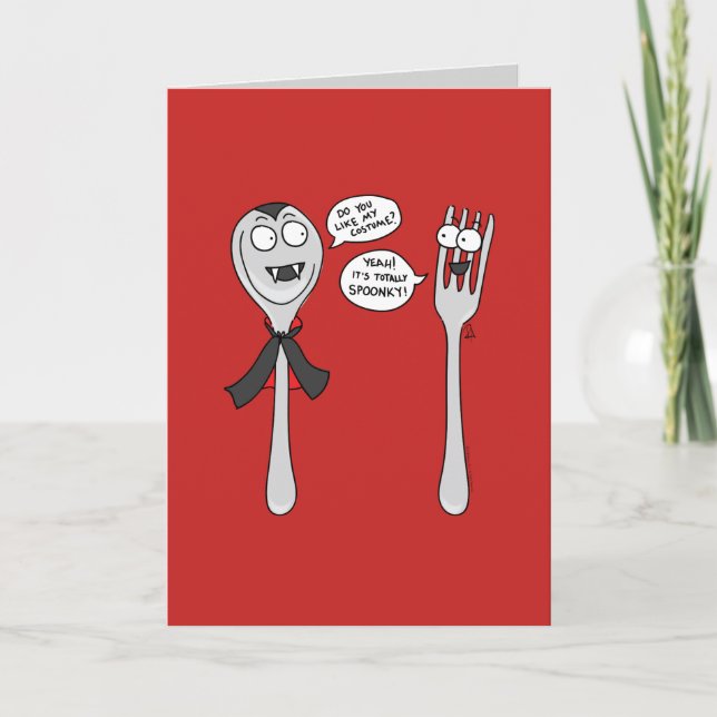 Spoonky - Funny Halloween Greeting Card (Front)