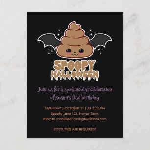 Spoopy Halloween Kawaii Birthday Postcard