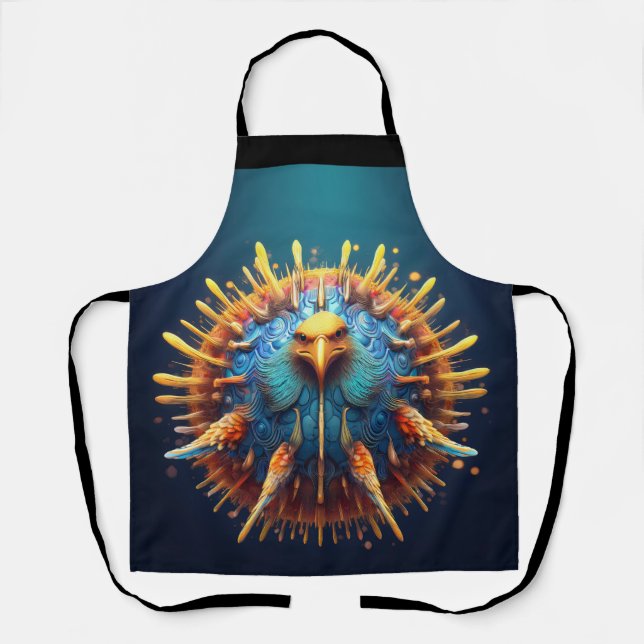 Spore Bird Wearing A Blue Feathered Outfit Apron (Front)