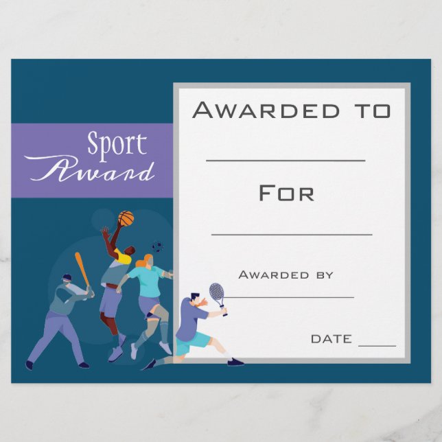 Sport athletics certificate award (Front)