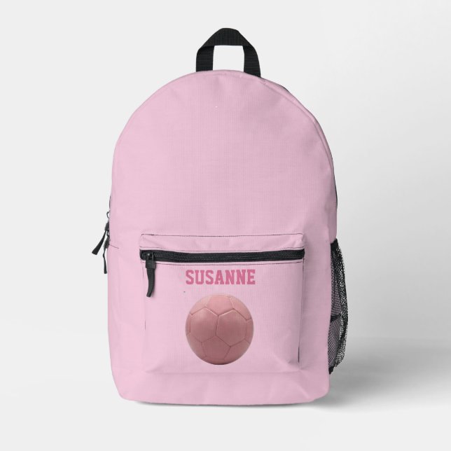 Sport backpacks soccer girls pink personalised  (Front)