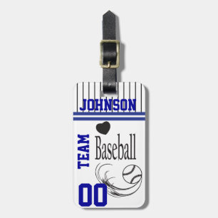Sport Baseball   DIY Text   Dark Blue & White Luggage Tag