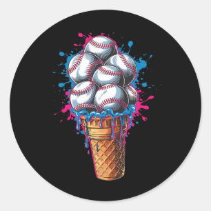 Sport Baseball Drip Ice Cream Colourful Baseball D Classic Round Sticker