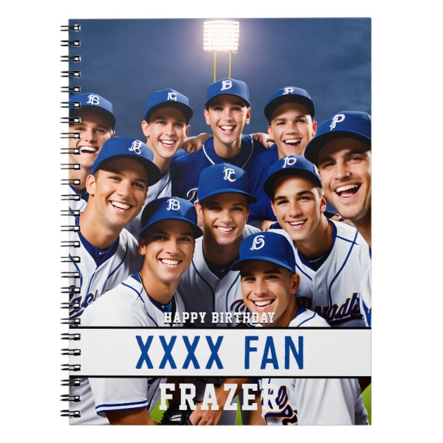 Sport baseball fan EDITABLE SPORT COLOUR Notebook (Front)