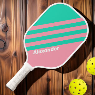 Sport Beach Breeze Nostalgic Stripes with Name Pickleball Paddle