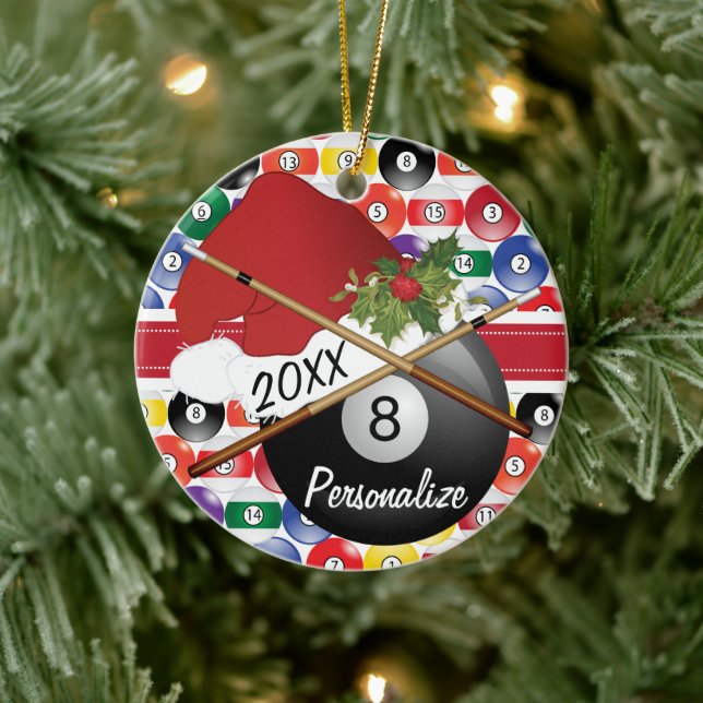 Sport Billiards Pool Player - Christmas Ceramic Tree Decoration (Tree)