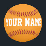 Sport Birthday gift idea custom name text orange Baseball<br><div class="desc">Create your unique sport Birthday gift eyecatching gender neutral orange custom name text Baseball adding your own personalised name, year, slogan, message or any text. Customisable cute baseball gift game for boy, girl, girlfriend, boyfriend, dad, grandpa, cheerleaders, teen, teenager, baby boy, players, teammates, fans. Choose your favourite team and use...</div>