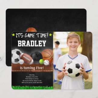 Sport Birthday Photo Invitations