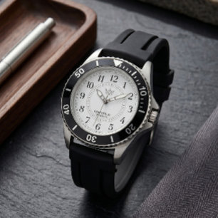 Sport Black Diver Bezel Watch Silicone Strap Crown
