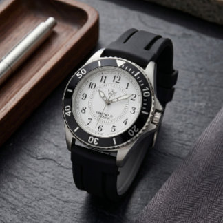 Sport Black Diver Bezel Watch Silicone Strap Crown