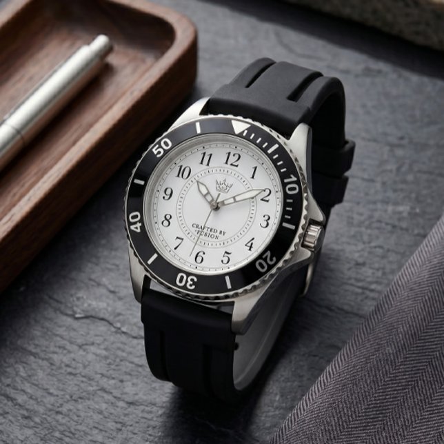 Sport Black Diver Bezel Watch Silicone Strap Crown (Creator Uploaded)