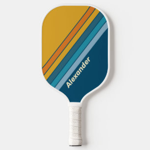 Sport Blue Sun Striped with Name Pickleball Paddle