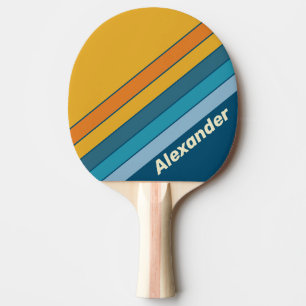 Sport Blue Sun Striped with Name Ping Pong Paddle