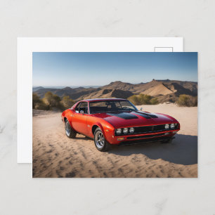 sport car in desert postcard