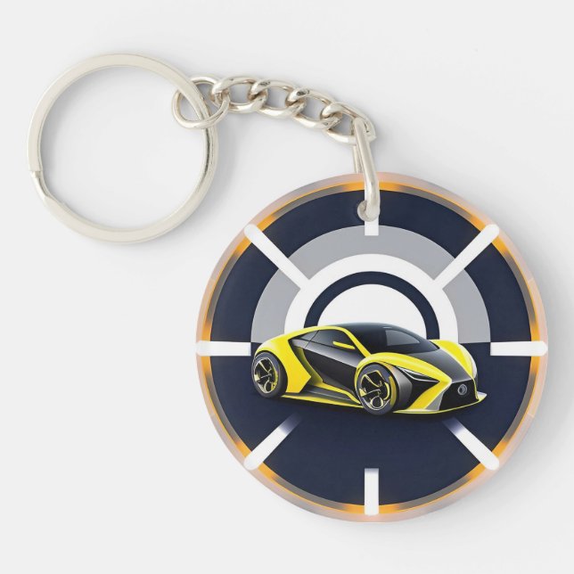Sport Car Logo in Modern Circular Style Key Ring (Front)