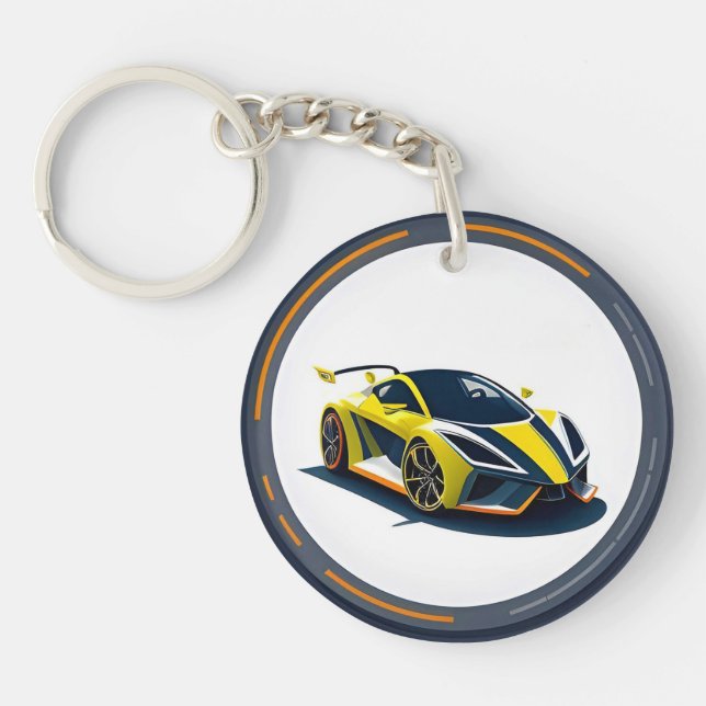 Sport Car Logo in Modern Circular Style Key Ring (Front)