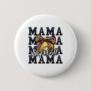 Sport Cheer Blue Coquette Bow Softll Mama Mum Moth 6 Cm Round Badge