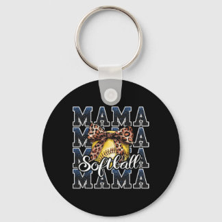 Sport Cheer Blue Coquette Bow Softll Mama Mum Moth Key Ring