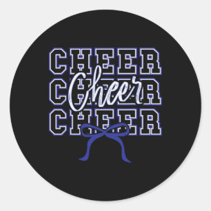 Sport Cheer Cheerleader Cheerleading Blue Bow Matc Classic Round Sticker