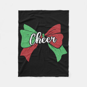 Sport Cheer Coquette Bow Green Red Cheerleader Che Fleece Blanket