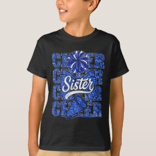 Sport Cheer Sister Bow Blue Cheerleading Cheerlead T-Shirt