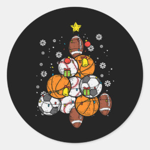 Sport Christmas Tree Footbyll Soccer Bysebyll Bysk Classic Round Sticker