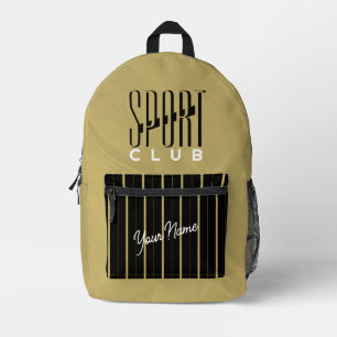 Sport Club Beige Black Printed Backpack