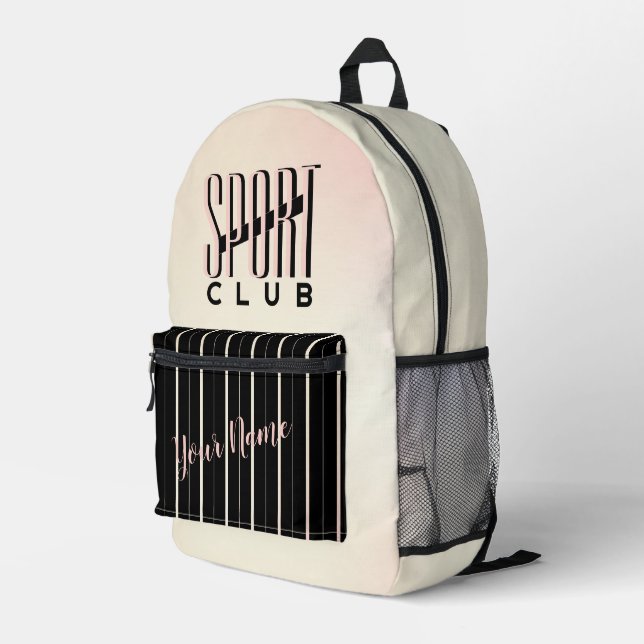 Sport Club Pastel Pink Printed Backpack (Back Corner Right)