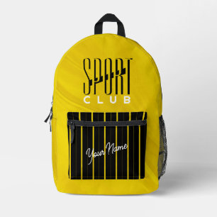 Sport Club Yellow Black Printed Backpack