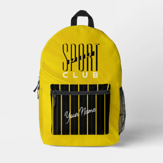 Sport Club Yellow Black Printed Backpack