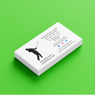 Sport Coach Male Golf Pro Instructor Social Media Business Card