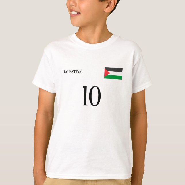 Sport customised Name flag number Palestine T-Shirt (Front)